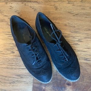 Indigo Rd. Black Suede Wingtip Oxford Flats.